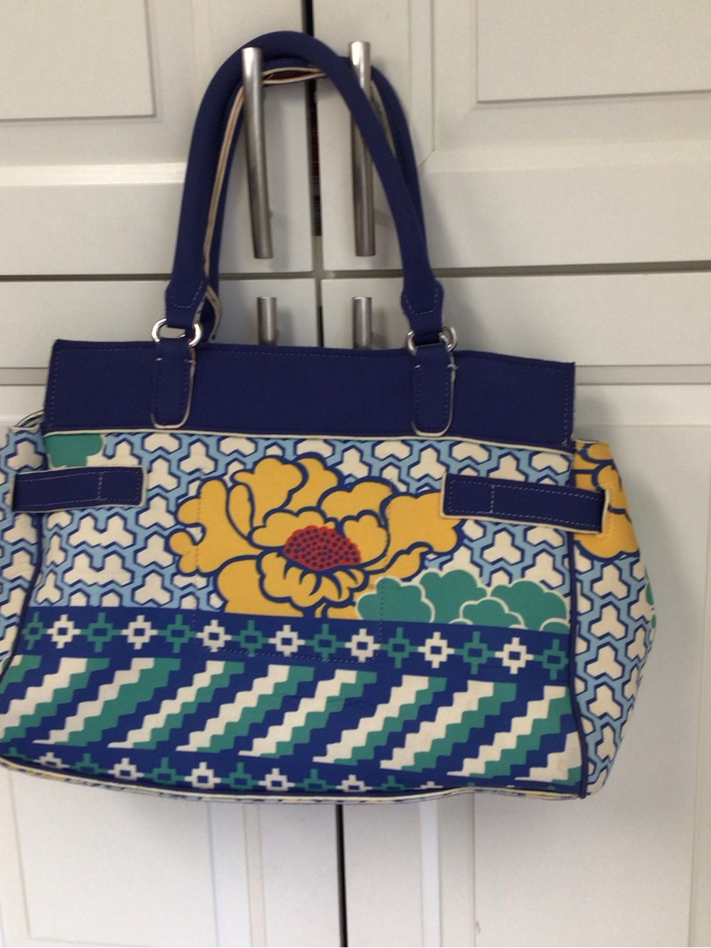 Rafe Blue Patterned Tote Bag with Tassel - Picture 10 of 14